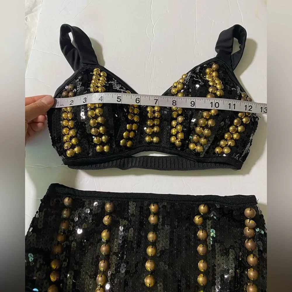 Glamour Dance solo dance costume mature sequin 5556 rocker goth 2 piece SA/MA